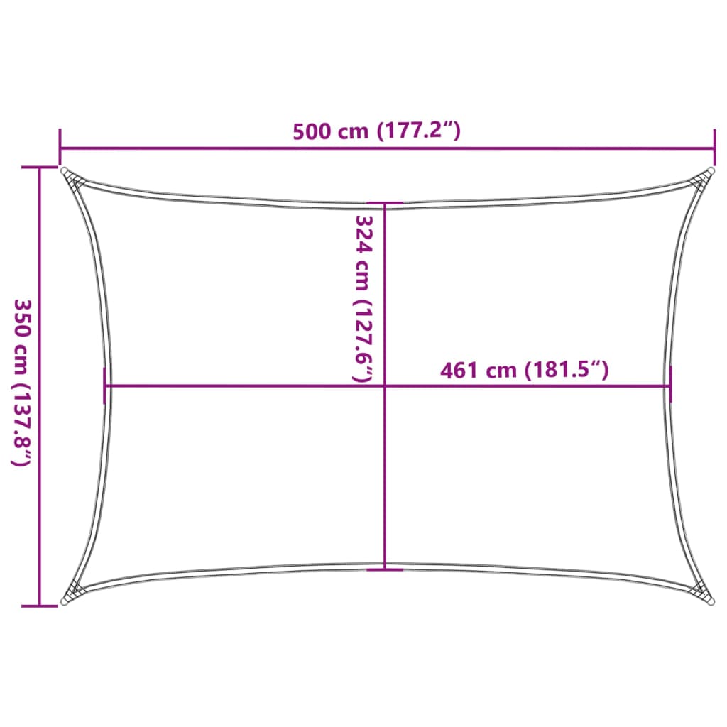 Zonnezeil 5x3,5 m 100% polyester oxford lichtgrijs