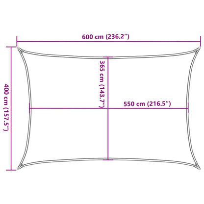 Zonnezeil 6x4 m 100% polyester oxford lichtgrijs