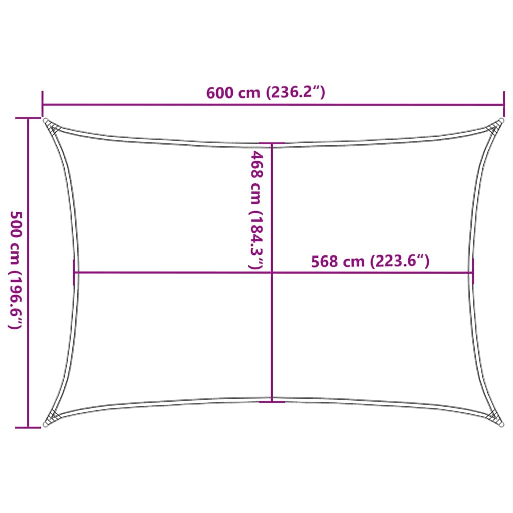 Zonnezeil 6x5 m 100% polyester oxford lichtgrijs