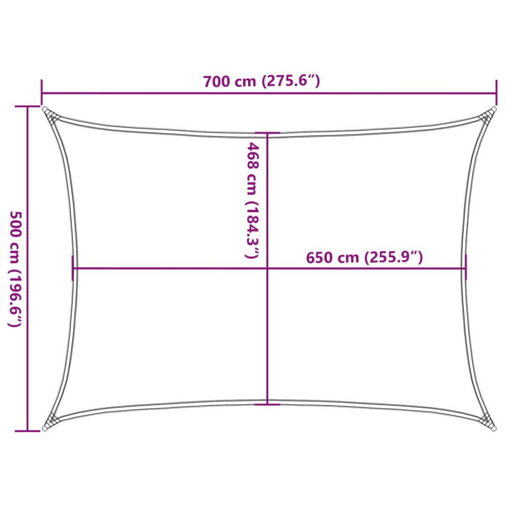 Zonnezeil 7x5 m 100% polyester oxford lichtgrijs