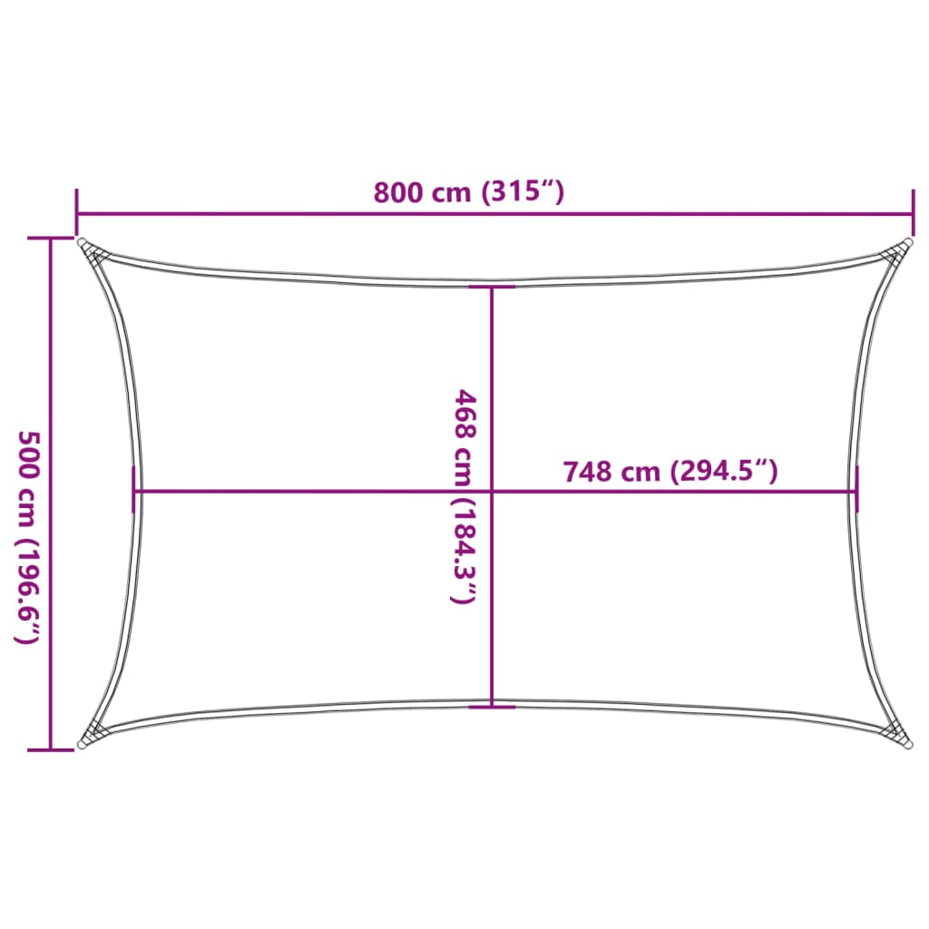 Zonnezeil 8x5 m 100% polyester oxford lichtgrijs