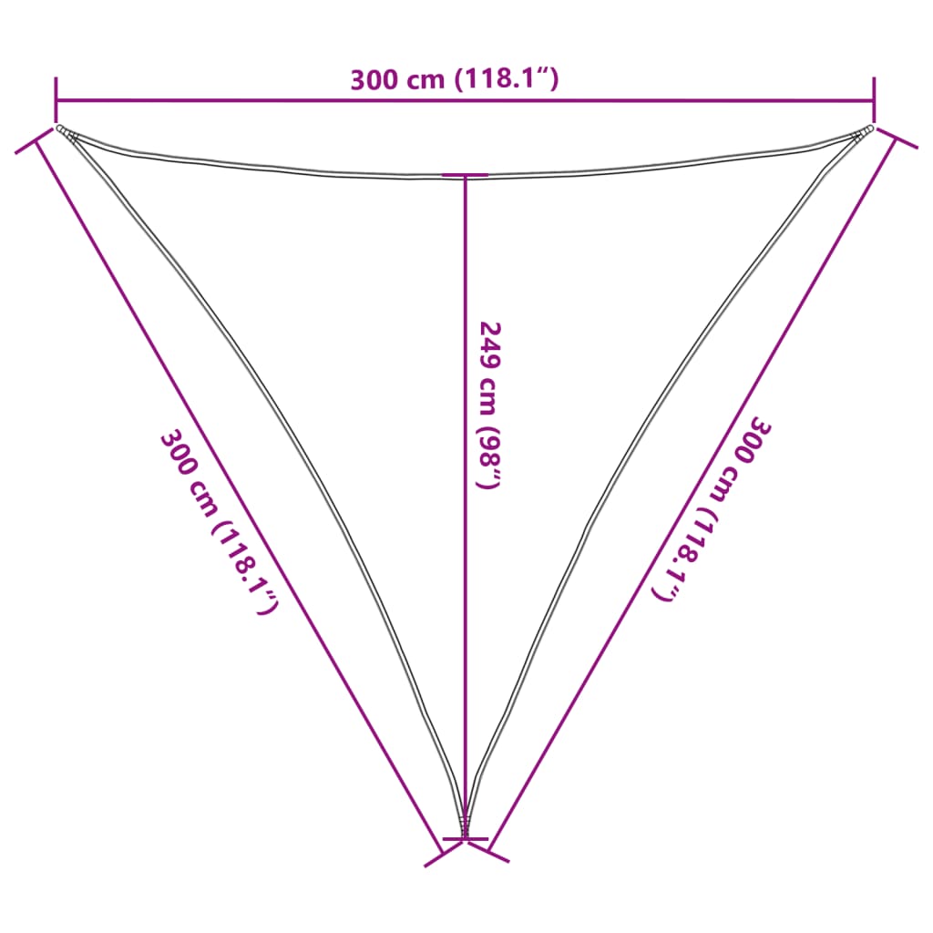 Zonnezeil 3x3x3 m 100% polyester oxford lichtgrijs