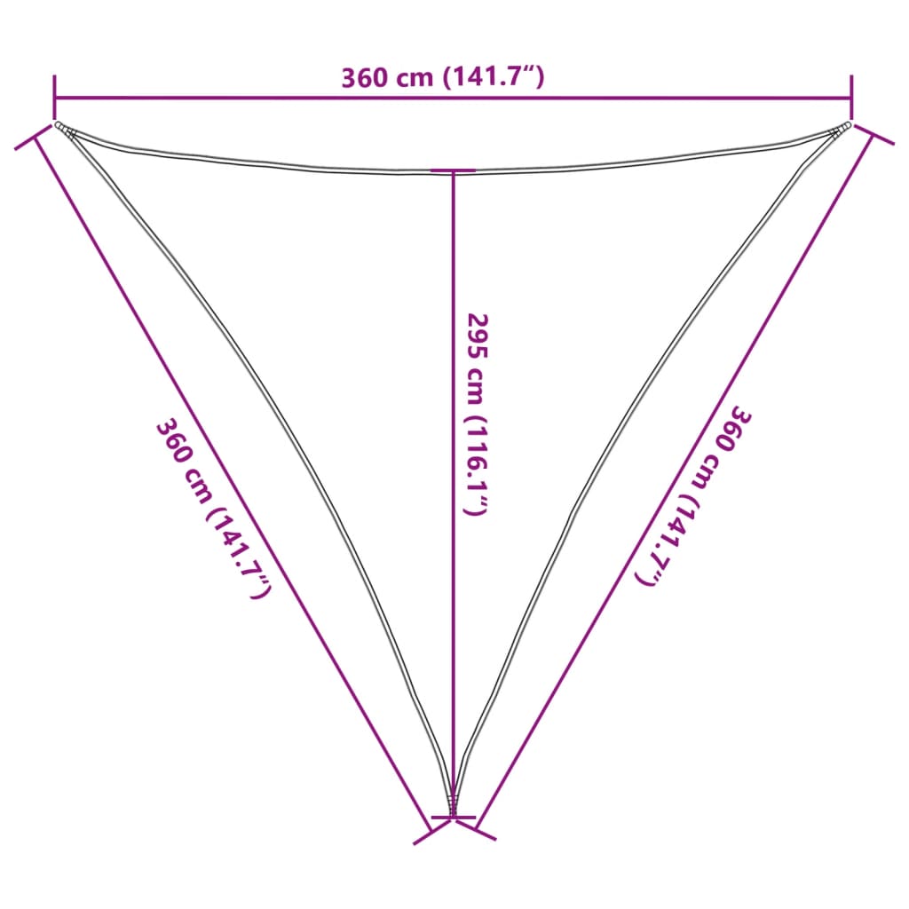 Zonnezeil 3,6x3,6x3,6 m 100% polyester oxford lichtgrijs