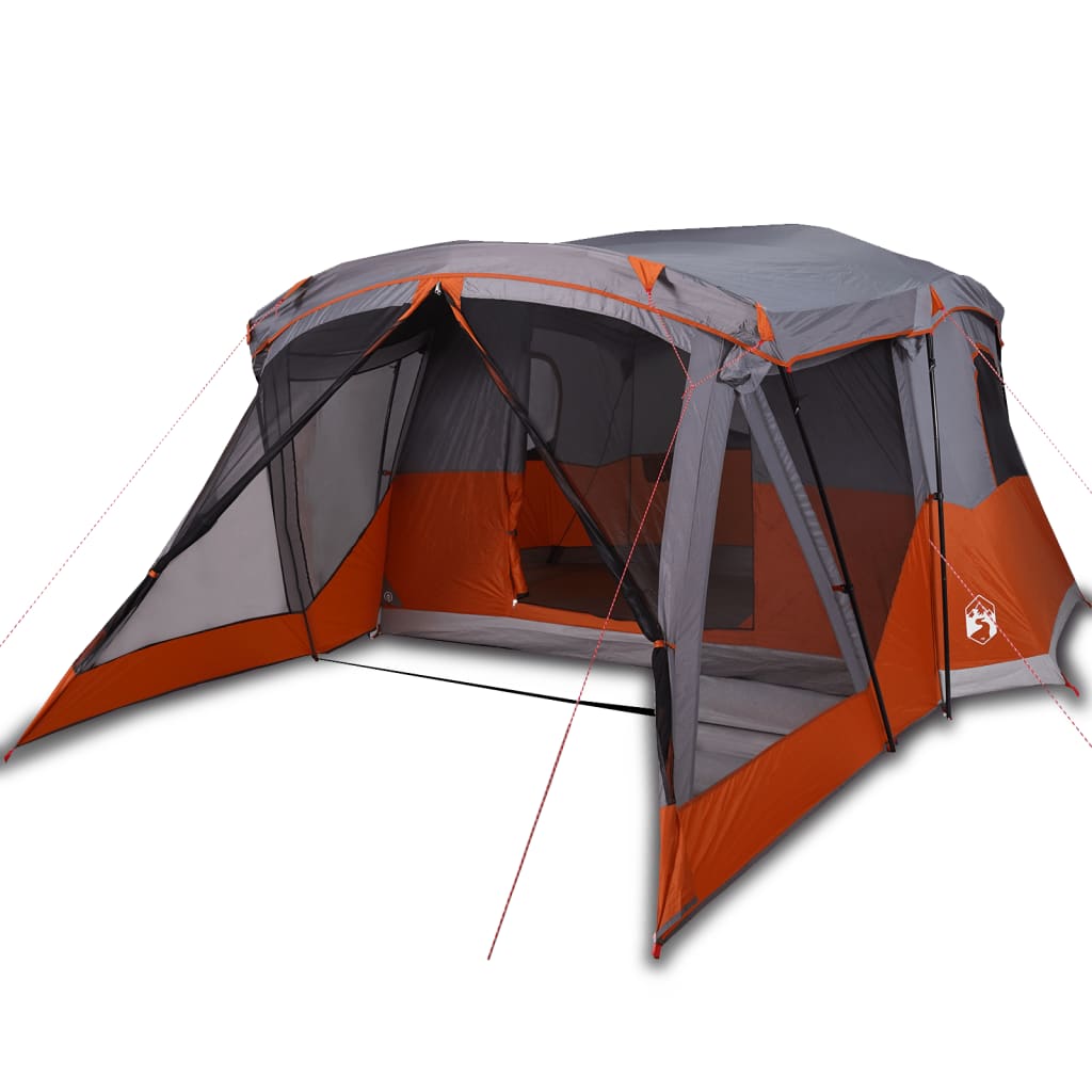 Tent met luifel 4-persoons waterdicht grijs en oranje