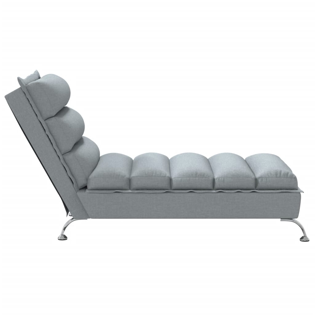 Chaise longue met kussens stof lichtgrijs