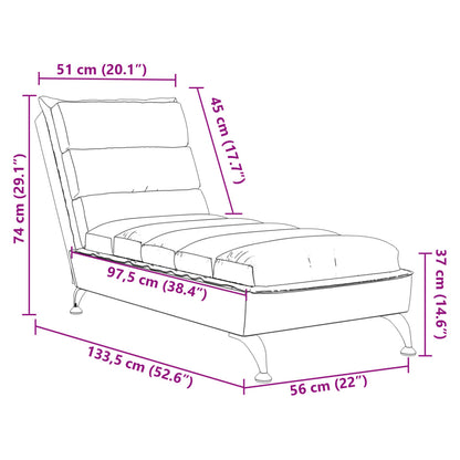 Chaise longue met kussens stof lichtgrijs