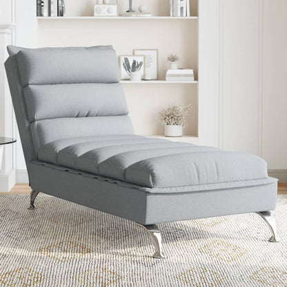 Chaise longue met kussens stof lichtgrijs