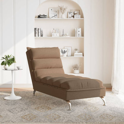 Chaise longue met kussens stof bruin