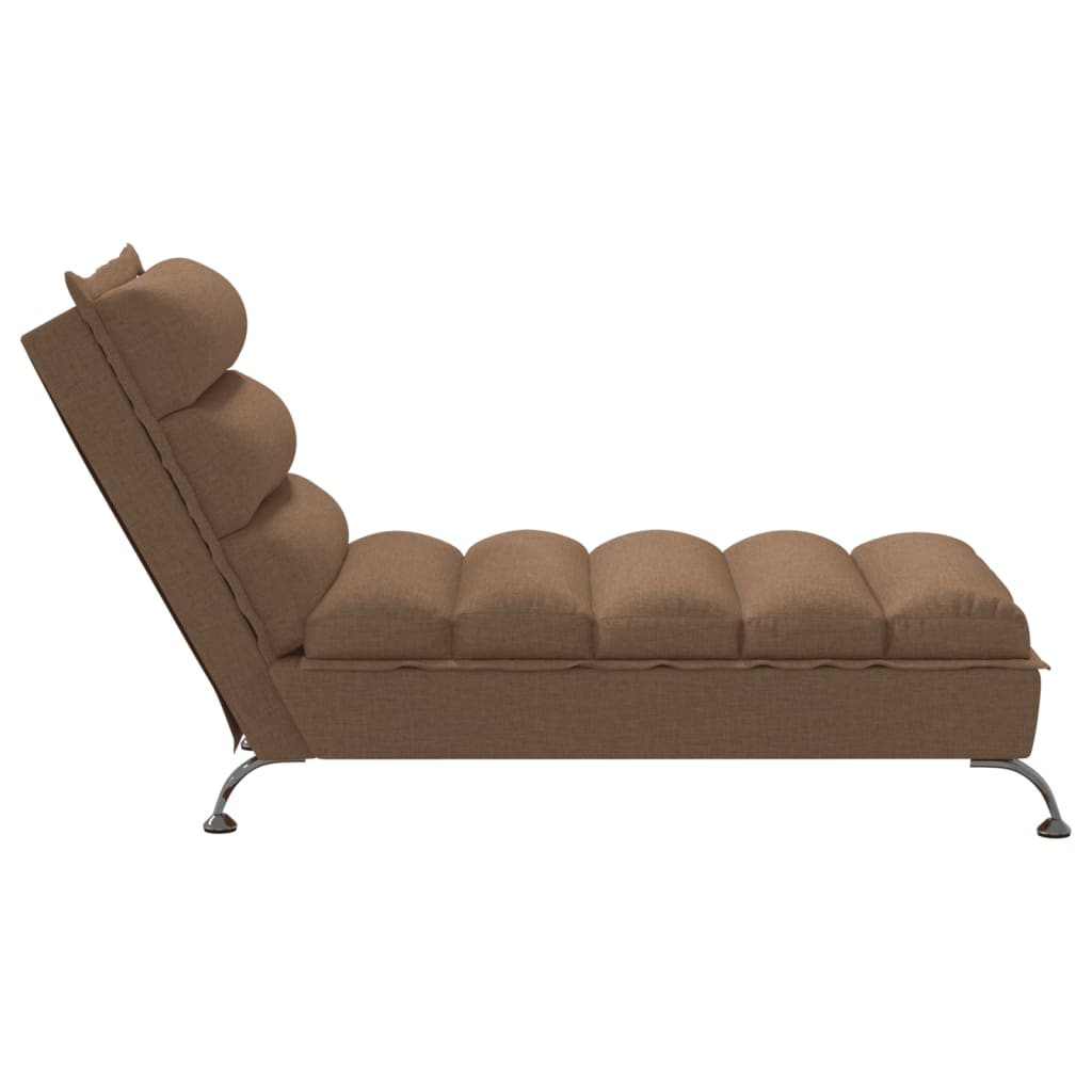 Chaise longue met kussens stof bruin