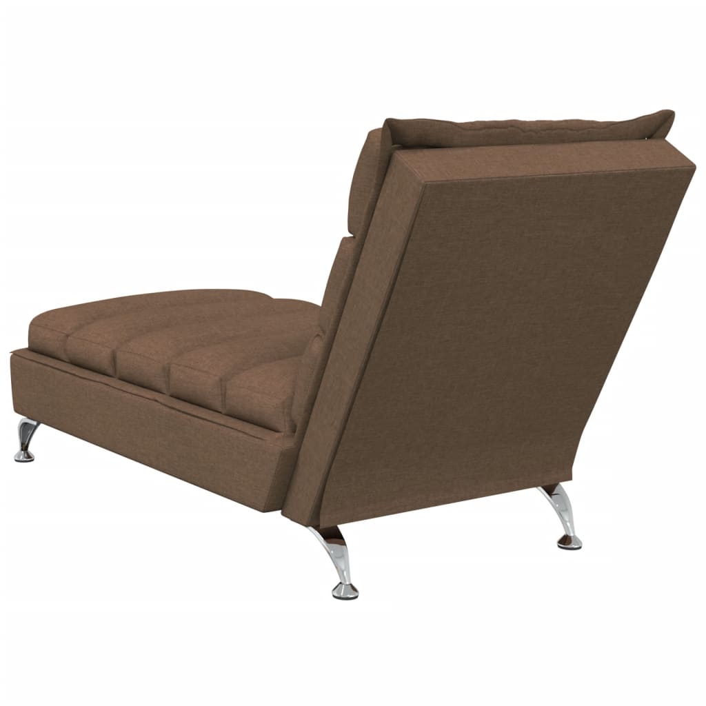 Chaise longue met kussens stof bruin