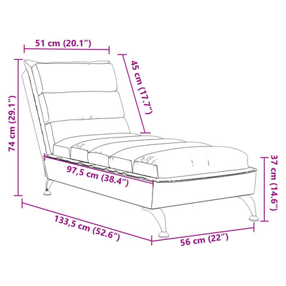 Chaise longue met kussens stof bruin