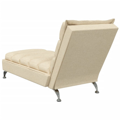 Chaise longue met kussens stof crèmekleurig