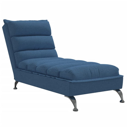 Chaise longue met kussens stof blauw