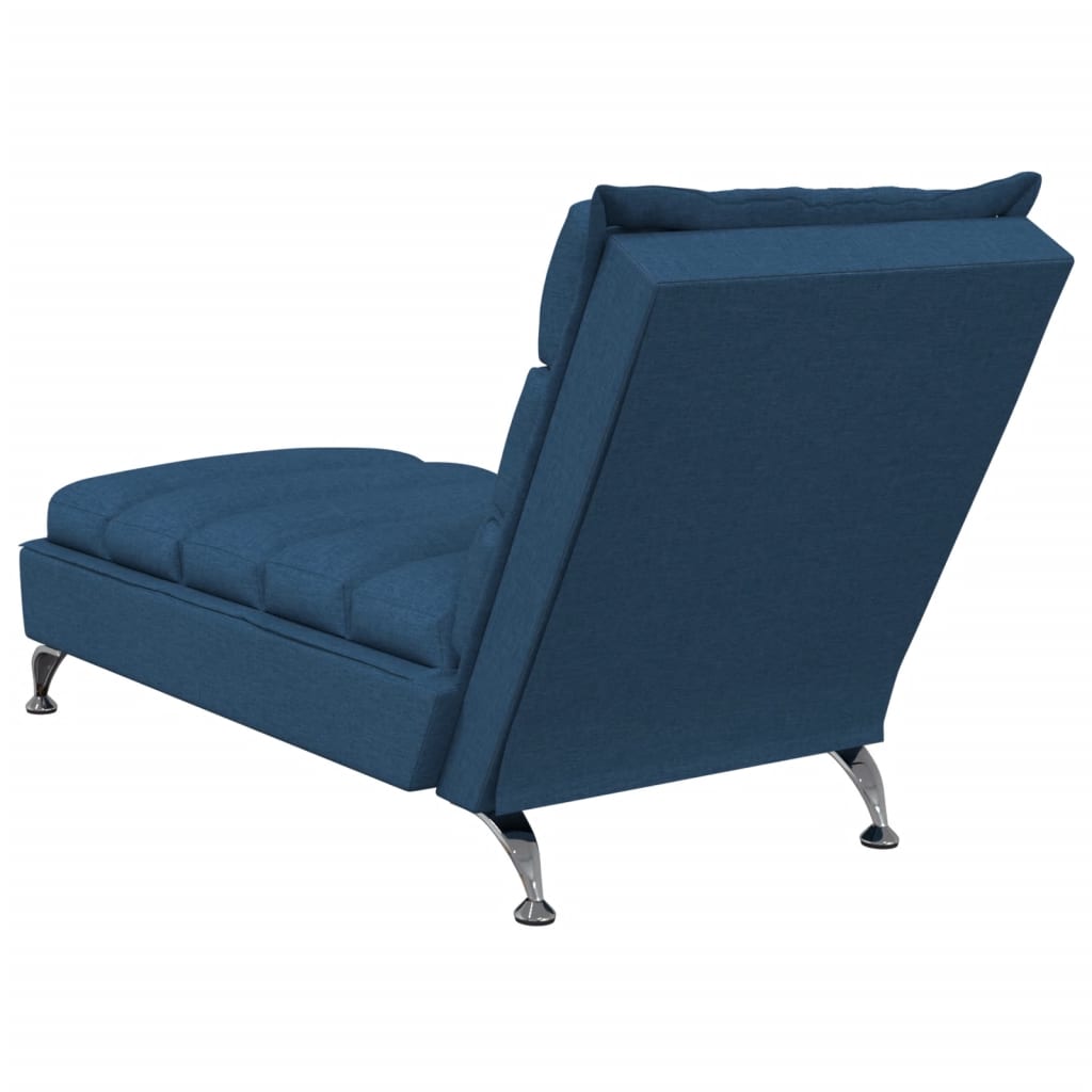 Chaise longue met kussens stof blauw