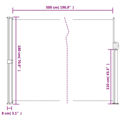 Windscherm uittrekbaar 180x500 cm beige