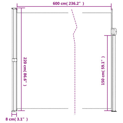 Windscherm uittrekbaar 220x600 cm beige