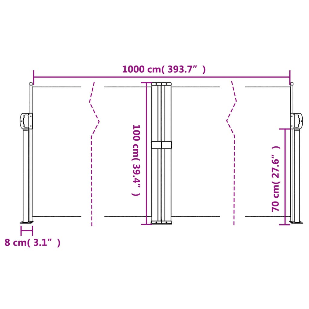 Windscherm uittrekbaar 100x1000 cm antraciet