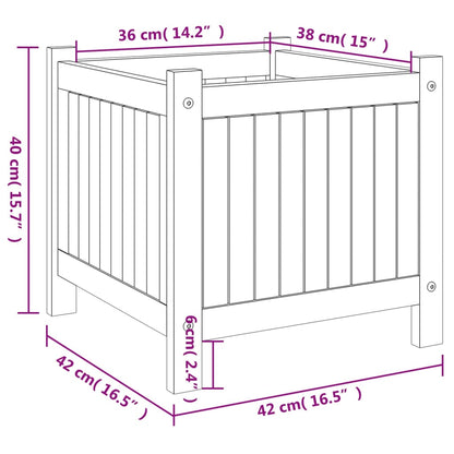 Plantenbak met voering 42x42x40 cm massief acaciahout