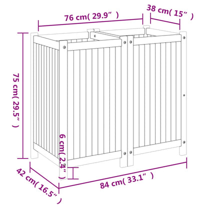 Plantenbak met voering 84x42x75 cm massief acaciahout