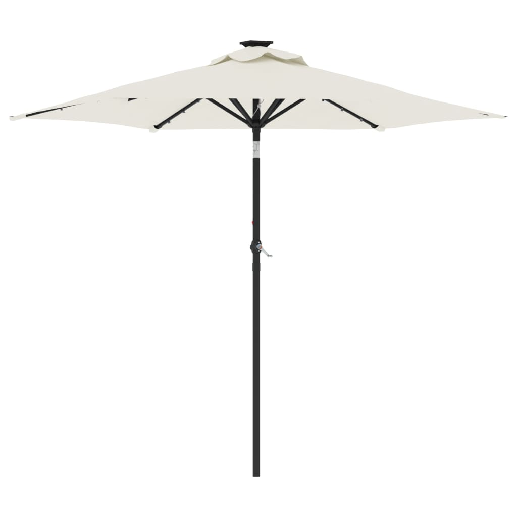 Parasol met LED's en stalen paal 225x225x212 cm wit