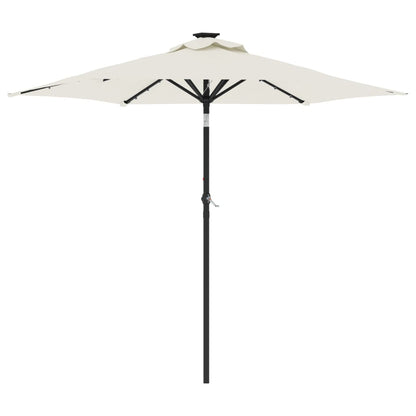 Parasol met LED's en stalen paal 225x225x212 cm wit