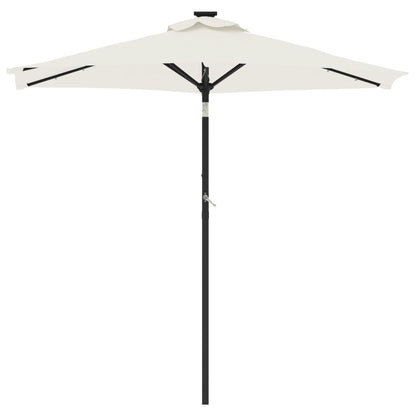 Parasol met LED's en stalen paal 225x225x212 cm wit