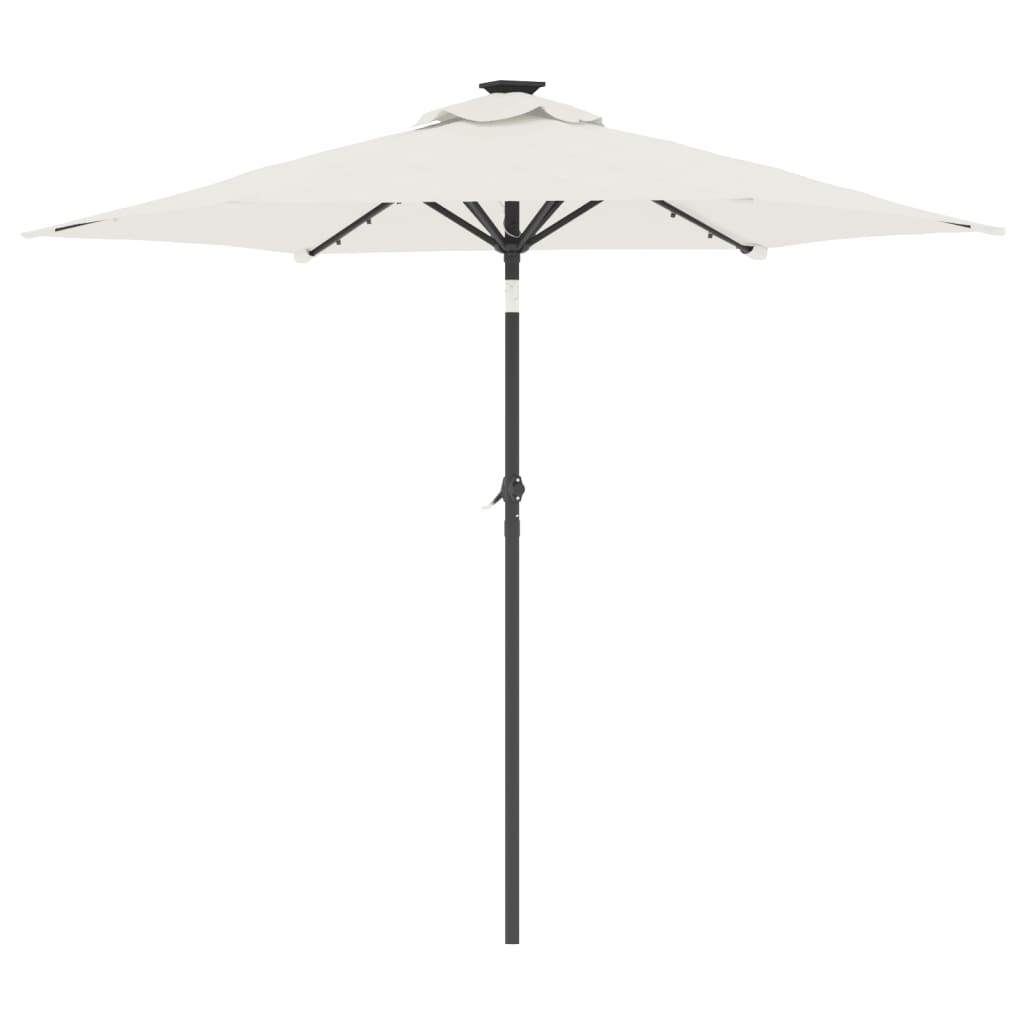 Parasol met LED's en stalen paal 225x225x212 cm wit