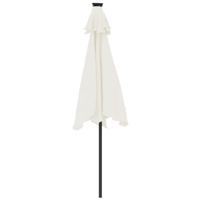 Parasol met LED's en stalen paal 225x225x212 cm wit