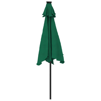 Parasol met LED's en stalen paal 225x225x212 cm groen