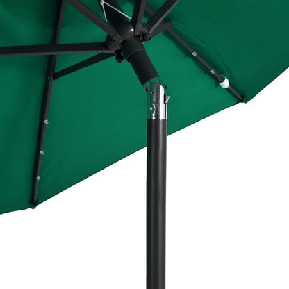 Parasol met LED's en stalen paal 225x225x212 cm groen