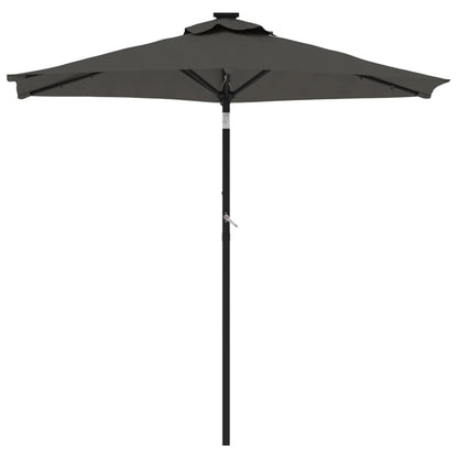 Parasol met LED's en stalen paal 225x225x212cm antracietkleurig