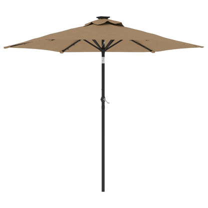 Parasol met LED's en stalen paal 225x225x212 cm taupe