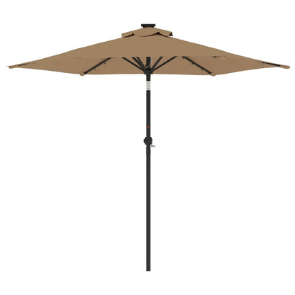 Parasol met LED's en stalen paal 225x225x212 cm taupe