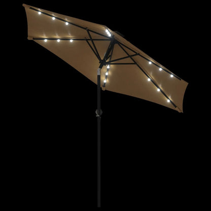 Parasol met LED's en stalen paal 225x225x212 cm taupe