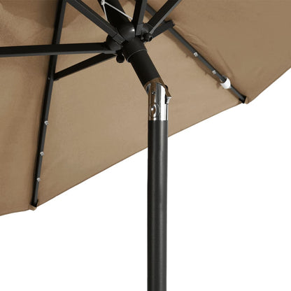 Parasol met LED's en stalen paal 225x225x212 cm taupe