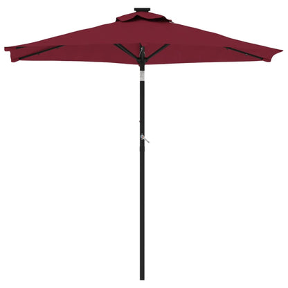 Parasol met LED's en stalen paal 225x225x212 cm bordeauxrood