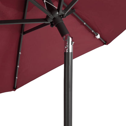 Parasol met LED's en stalen paal 225x225x212 cm bordeauxrood