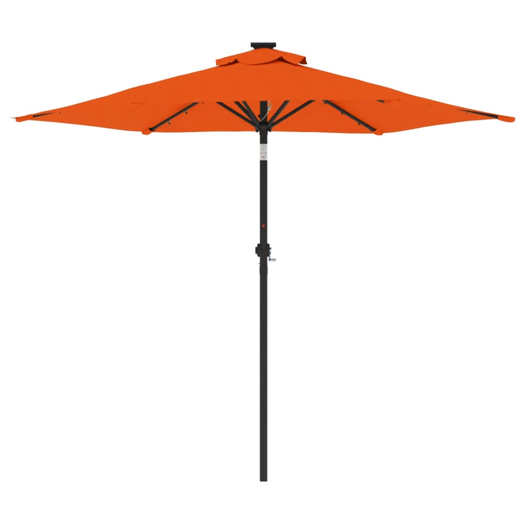 Parasol met LED's en stalen paal 225x225x212 cm terracotta