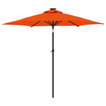 Parasol met LED's en stalen paal 225x225x212 cm terracotta