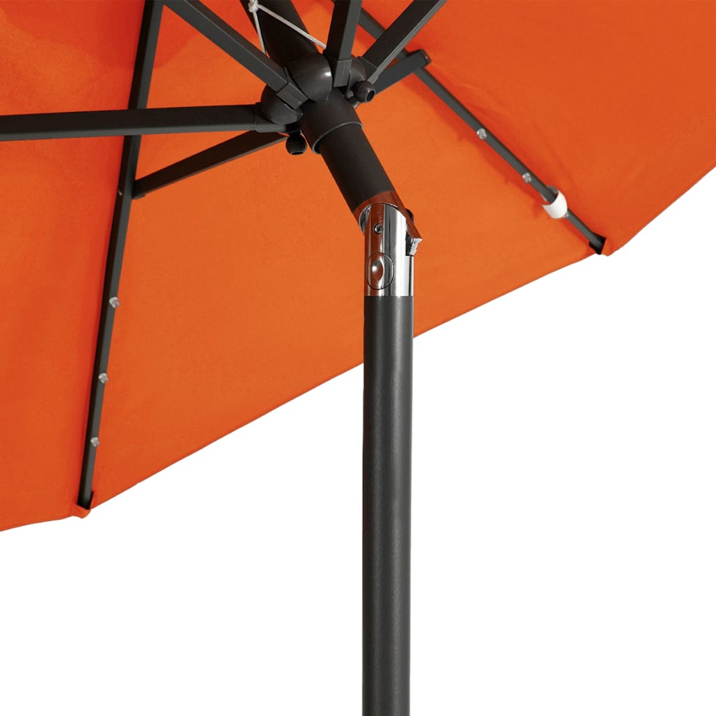 Parasol met LED's en stalen paal 225x225x212 cm terracotta