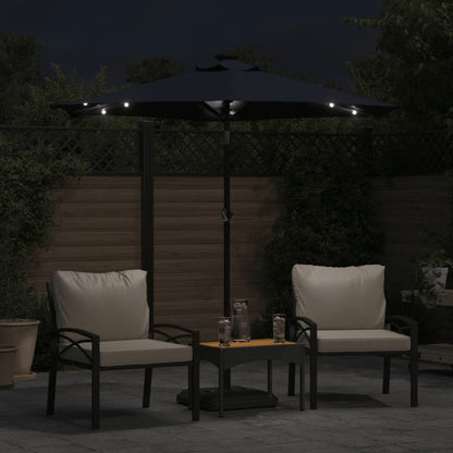 Parasol met LED's en stalen paal 225x225x212 cm zwart