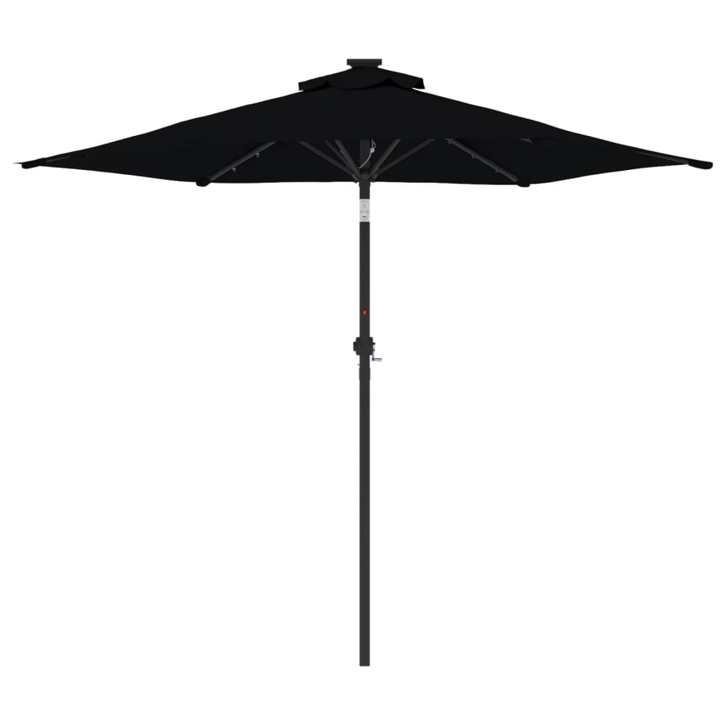 Parasol met LED's en stalen paal 225x225x212 cm zwart