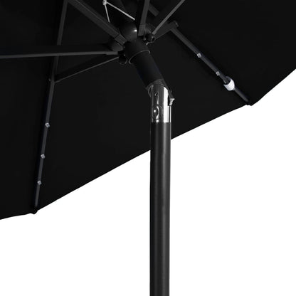 Parasol met LED's en stalen paal 225x225x212 cm zwart