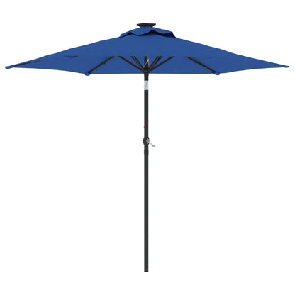 Parasol met LED's en stalen paal 225x225x212 cm azuurblauw