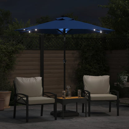 Parasol met LED's en stalen paal 225x225x212 cm azuurblauw