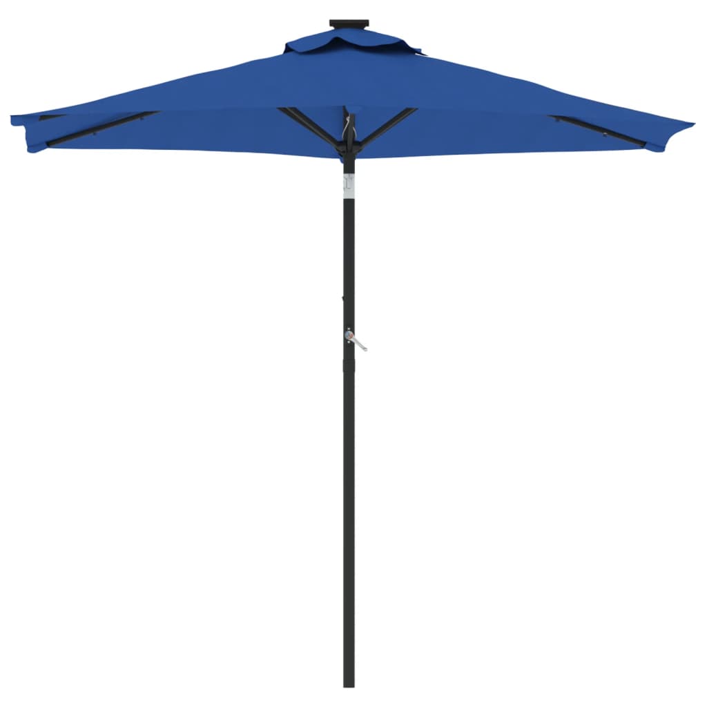 Parasol met LED's en stalen paal 225x225x212 cm azuurblauw