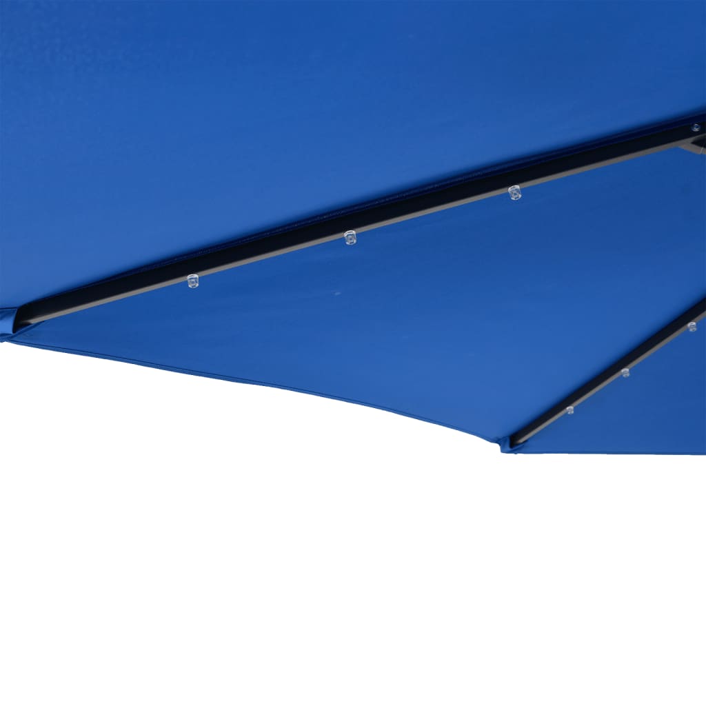 Parasol met LED's en stalen paal 225x225x212 cm azuurblauw