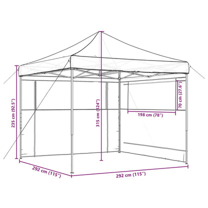 Partytent inklapbaar pop-up met 2 zijwanden taupe