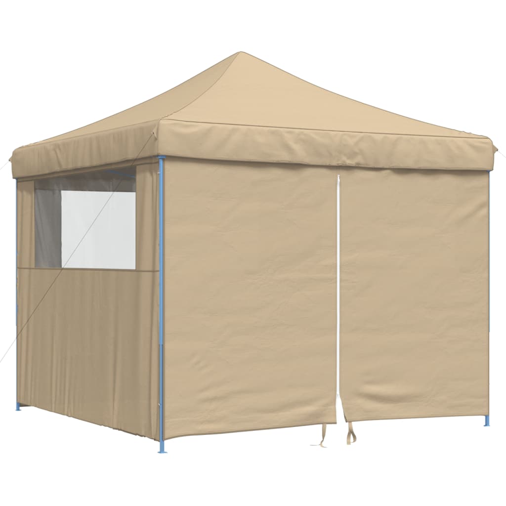 Partytent inklapbaar pop-up met 4 zijwanden beige