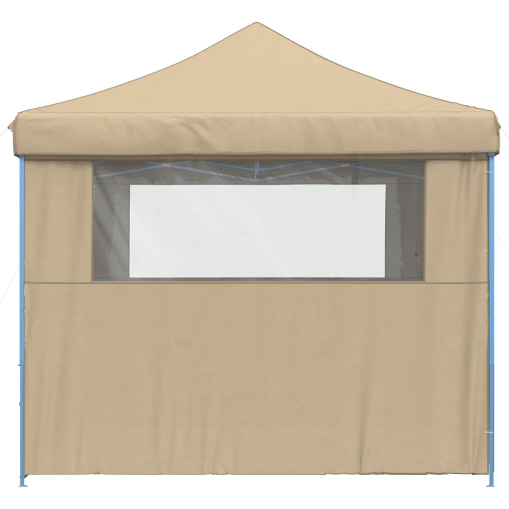 Partytent inklapbaar pop-up met 4 zijwanden beige